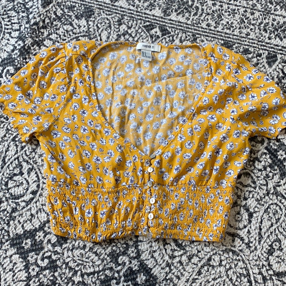 Yellow Floral crop top